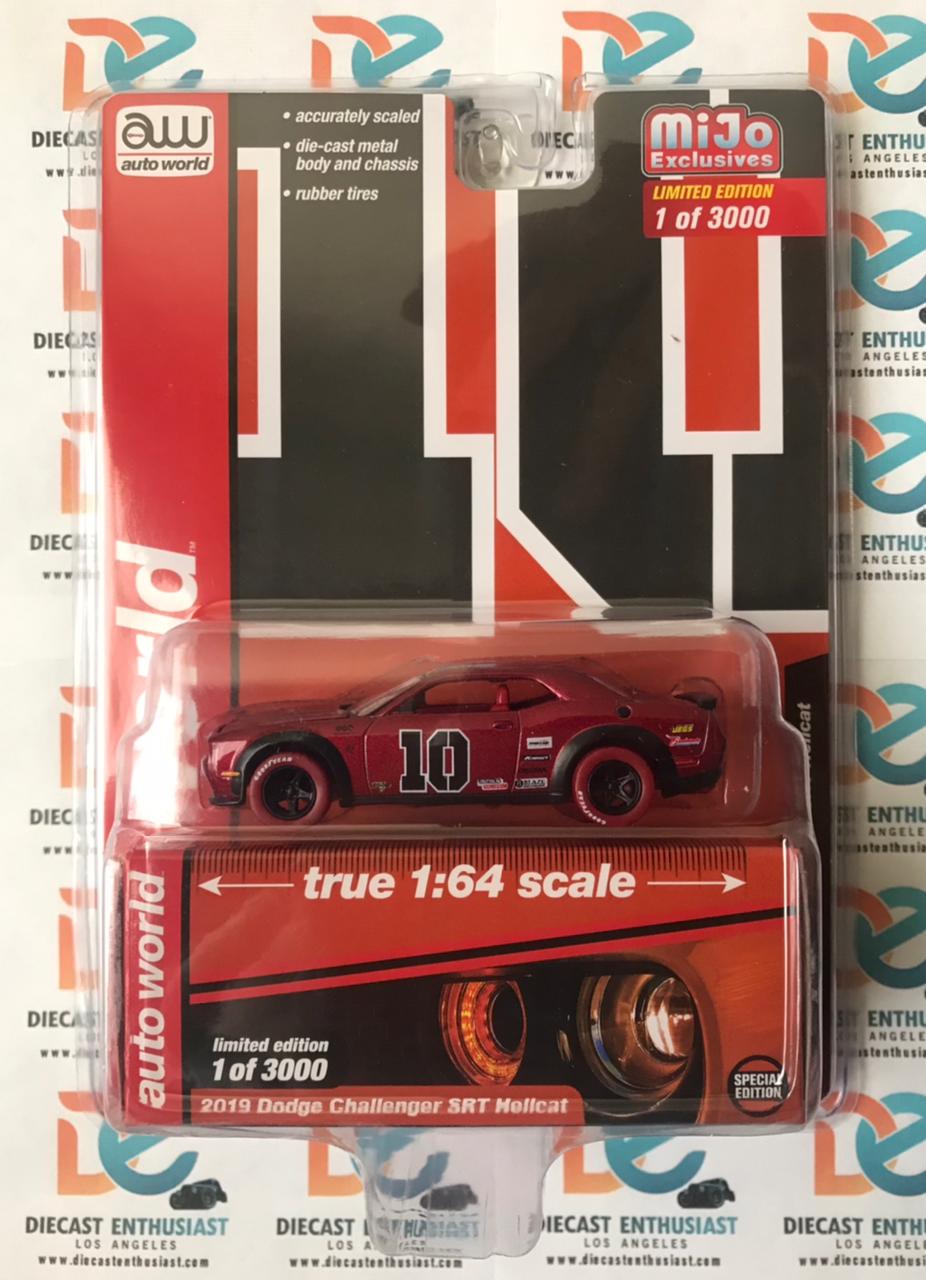 CHASE Auto World Mijo Exclusives 2019 Dodge Challenger Hellcat #10 Orange 1:64