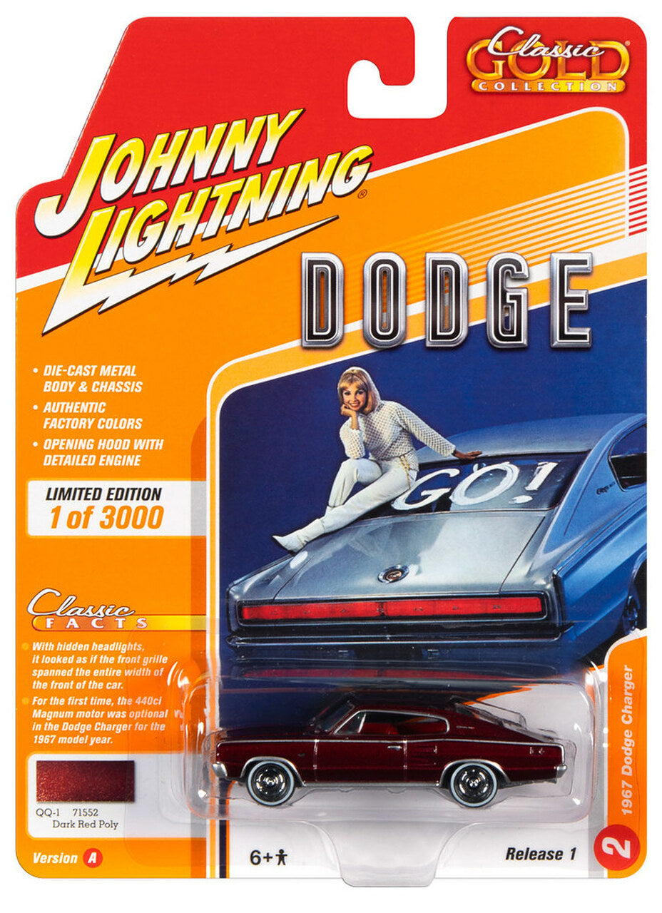 Johnny Lightning 1967 Dodge Charger Dark Red Poly 1:64