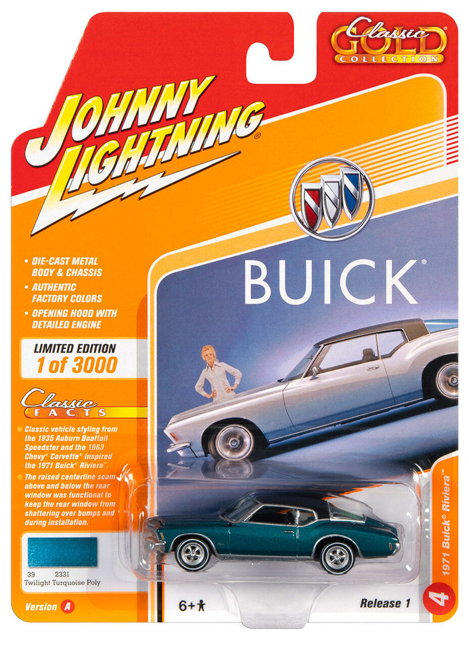 Johnny Lightning 1971 Buick Riviera Twilight Turqoise Poly 1:64