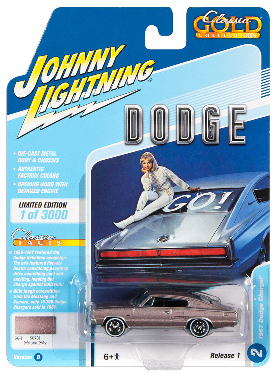 Johnny Lightning 1967 Dodge Charger Mauve Poly 1:64
