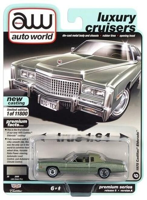 Auto World Luxury Cruisers 1975 Cadillac Eldorado Green 1:64