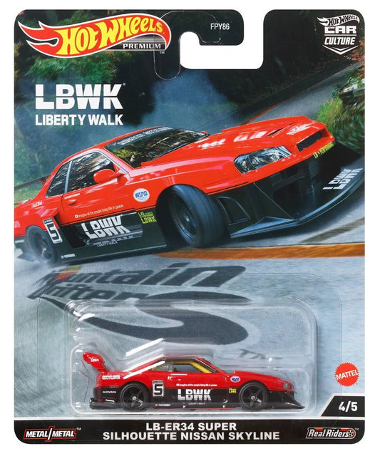 Hot Wheels Mountain Drifters LB-ER34 Super Silhouette Nissan Skyline Red 1:64