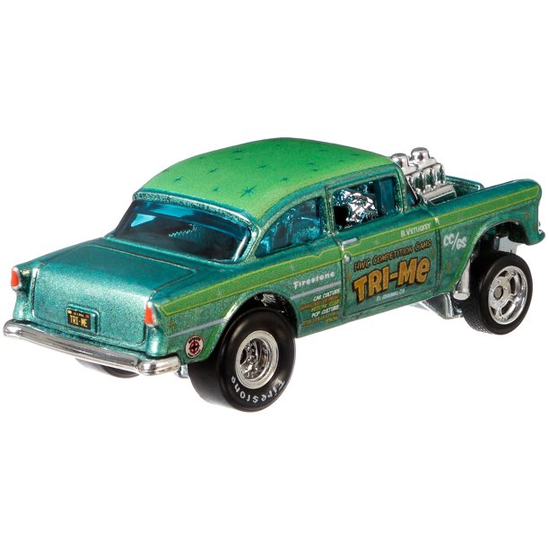 Hot Wheels Dragstrip Demons 55 Chevy Bel Air Gasser with Sterling Protector Case 1:64