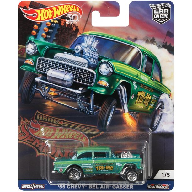 Hot Wheels Dragstrip Demons 55 Chevy Bel Air Gasser with Sterling Protector Case 1:64