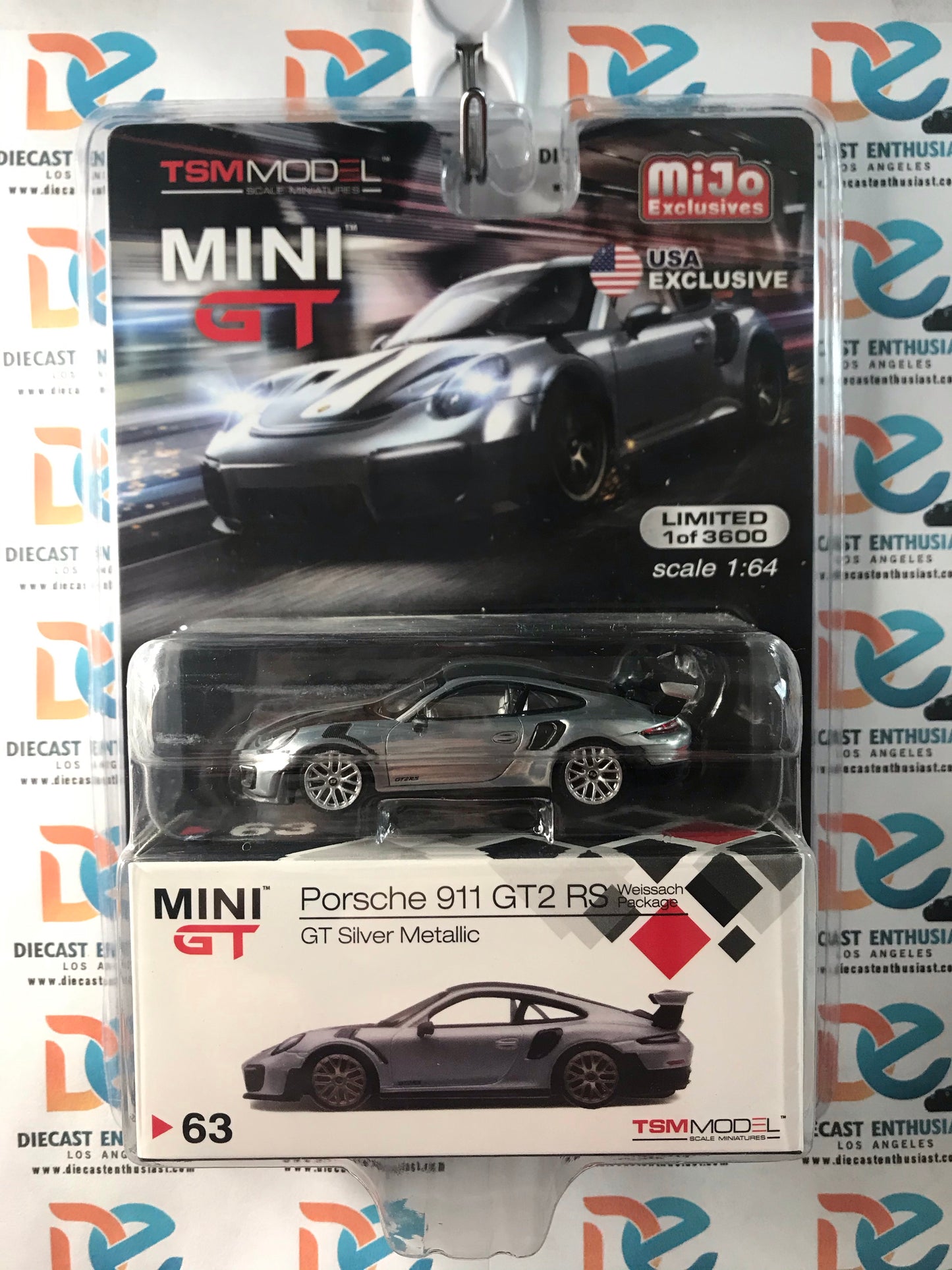 CHASE RAW Mini GT Mijo Exclusives 63 Porsche 911 GT2 RS Silver Metallic 1:64