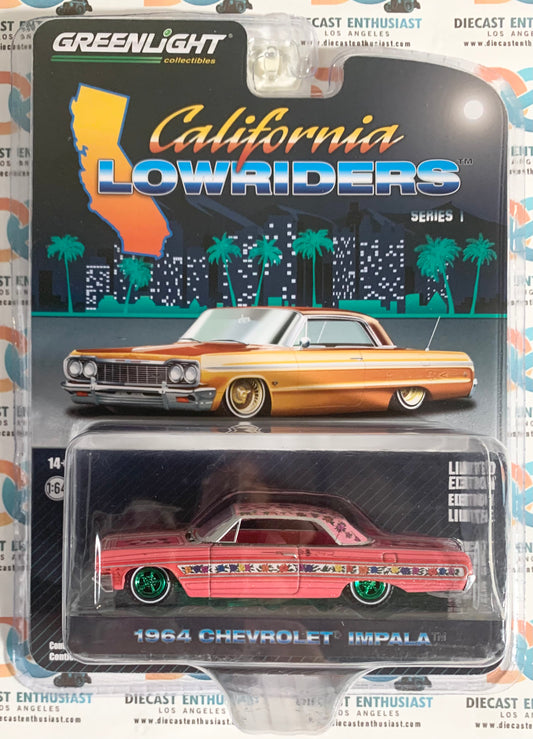 CHASE GREEN MACHINES Greenlight Lowriders Series 1 1964 Chevrolet Impala Gypsy Rose Pink 1:64