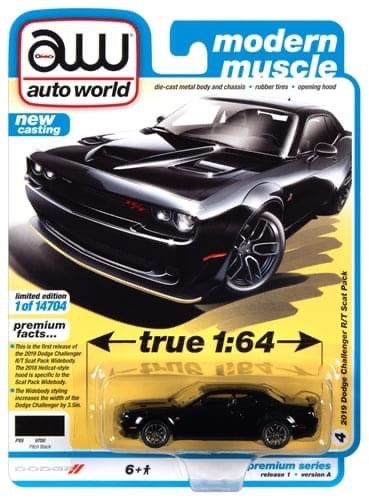 Auto World 2019 Dodge Challenger RT Scat Pack Black 1:64
