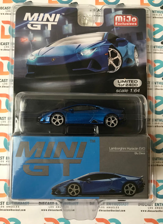 Mini GT 229 Mijo Exclusive USA Lamborghini Huracan EVO Blue Eleos 1:64