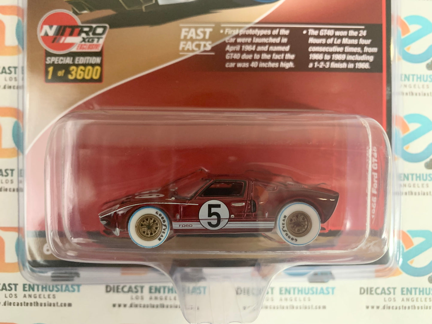 CHASE ULTRA RED Auto World Nitro XGT Exclusives 1966 Ford GT40 Gold #5 1:64