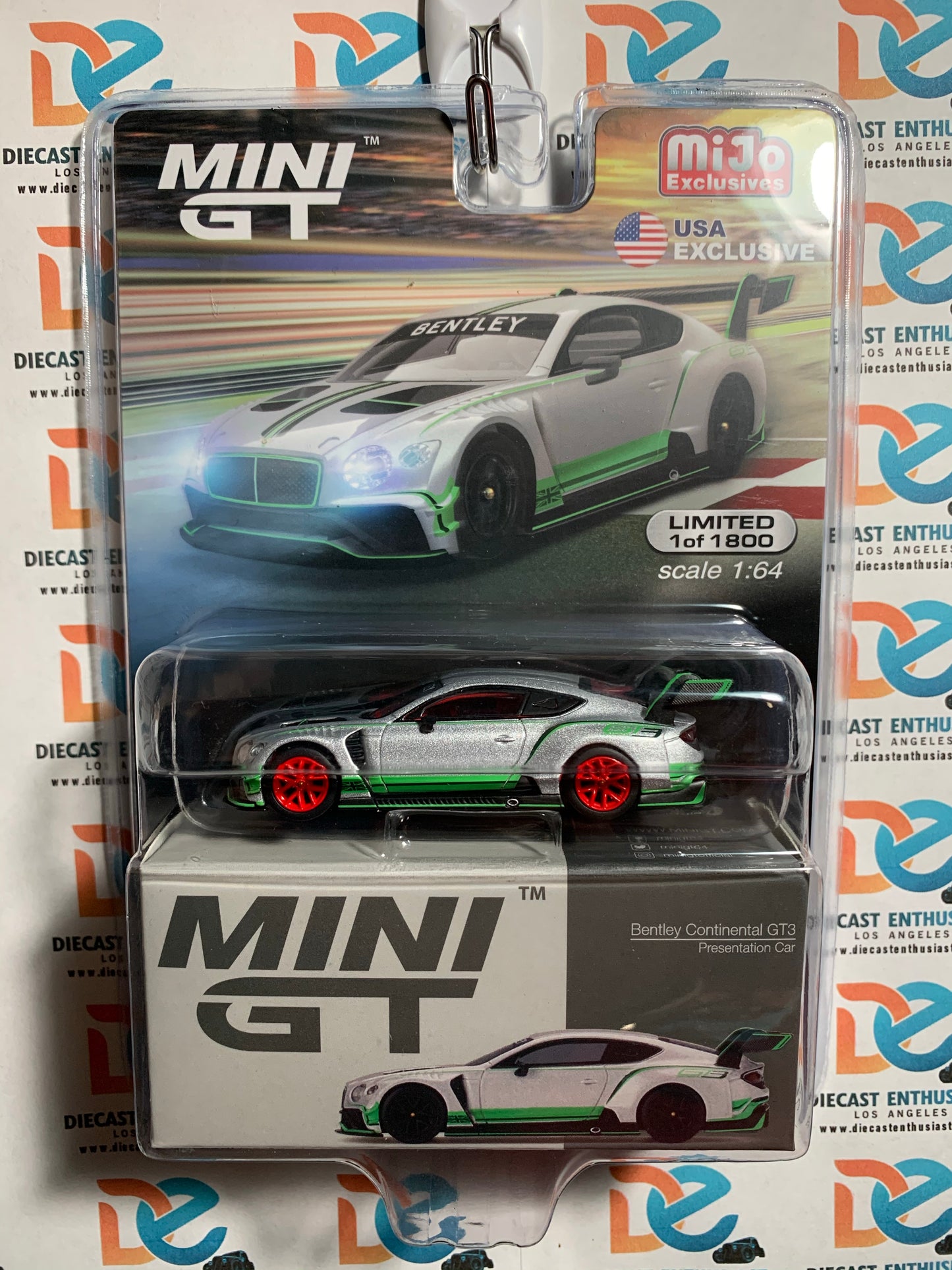 CHASE Mini GT Mijo Exclusive 176 Bentley Continental GT3 Silver 1:64