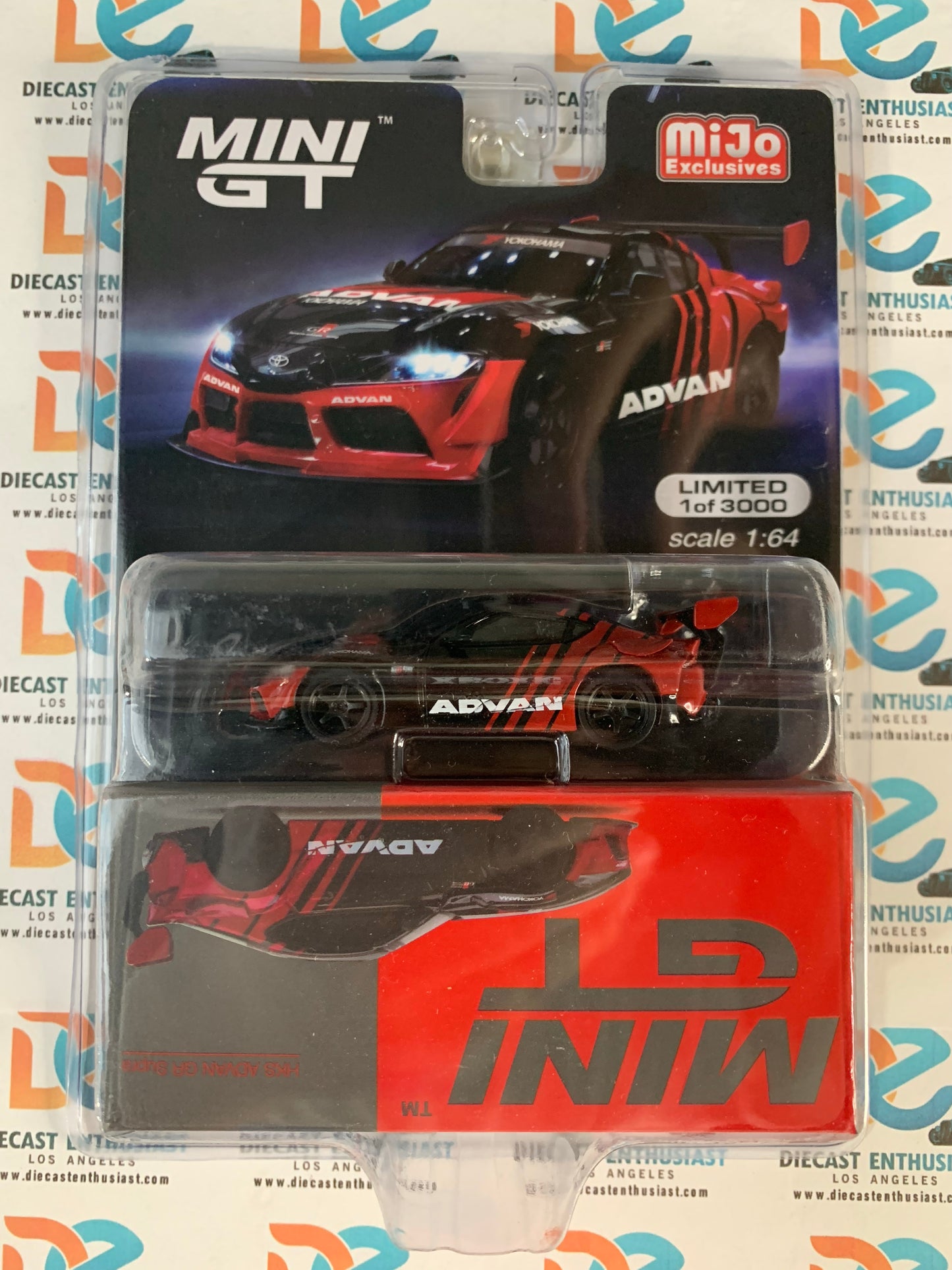 ERROR Mini GT Mijo Exclusive 206 HKS Toyota GR Supra ADVAN 2020 Tokyo Auto Salon 1:64