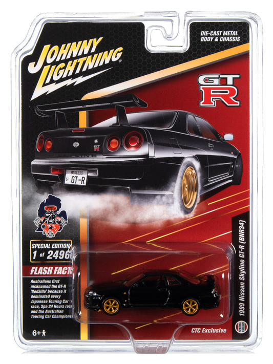 Johnny Lightning Exclusives 1999 Nissan Skyline GT-R (BNR34) Black 1:64