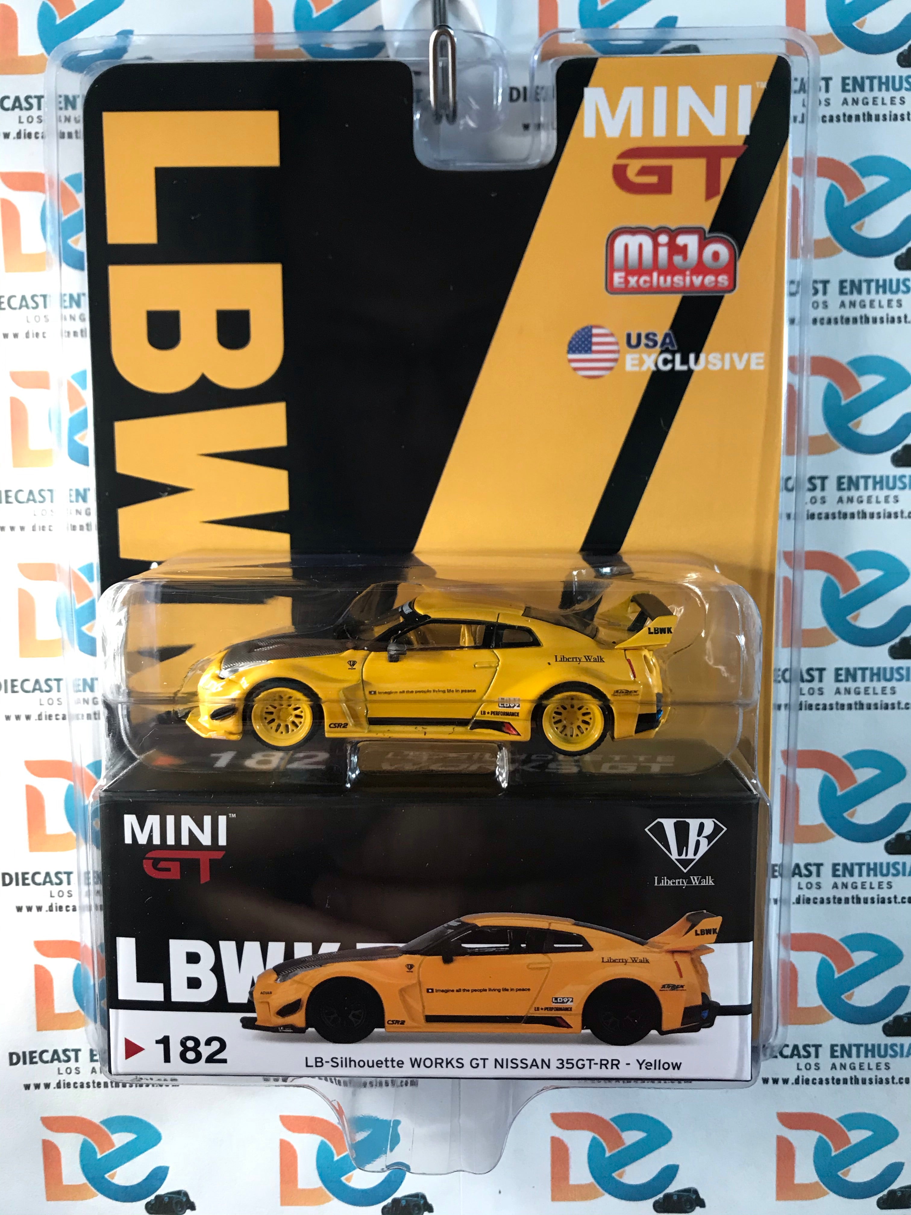 CHASE Mini GT Mijo Exclusive 182 LB SHILLOUETTE WORK Nissan 35GT RR Yellow  1:64