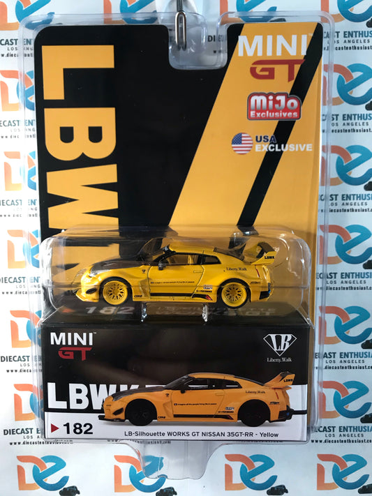 CHASE Mini GT Mijo Exclusive 182 LB SHILLOUETTE WORK Nissan 35GT RR Yellow 1:64