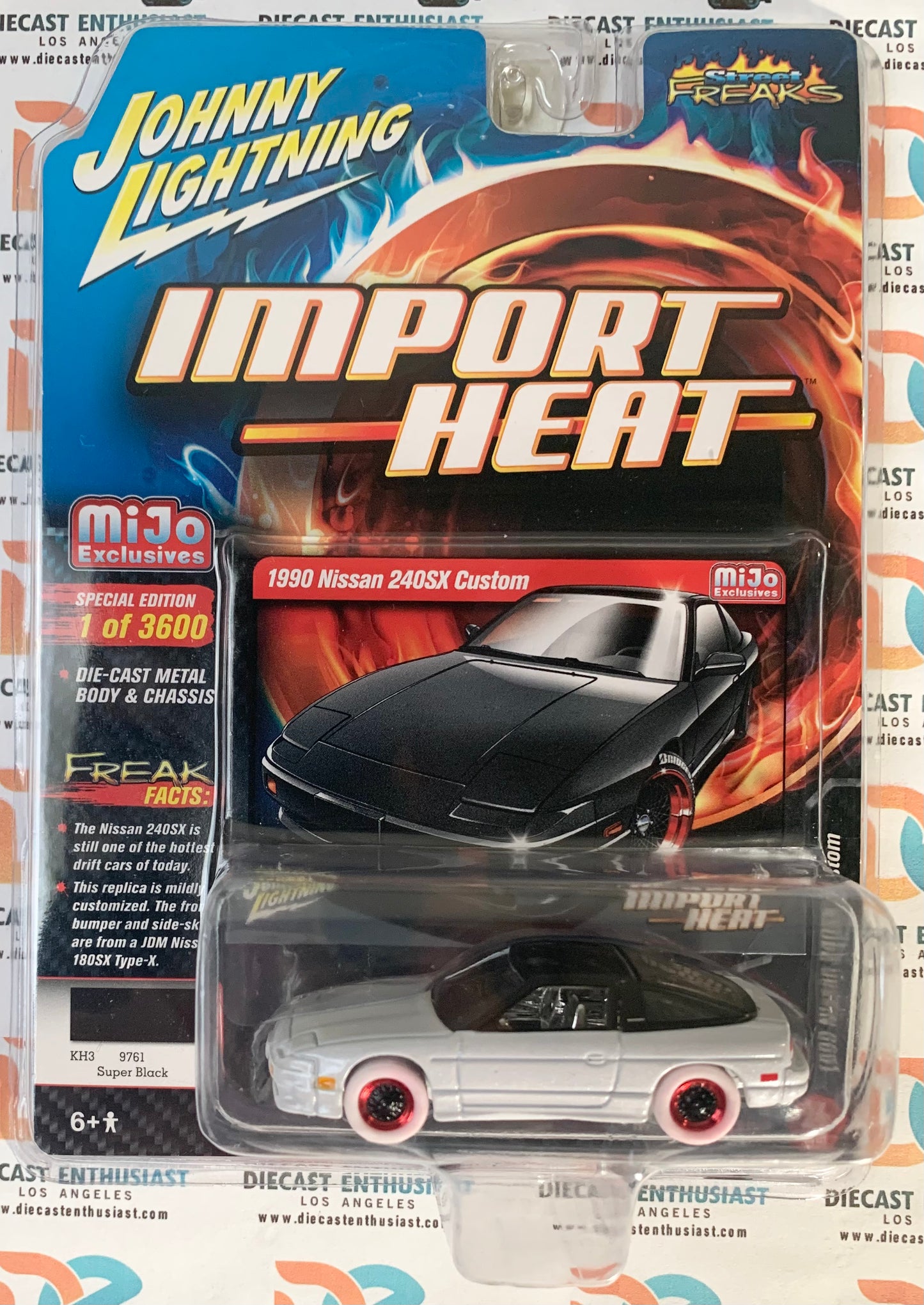 CHASE WHITE LIGHTNING Johnny Lightning Mijo Exclusives Import Heat 1990 Nissan 240SX Custom Super Black 1:64