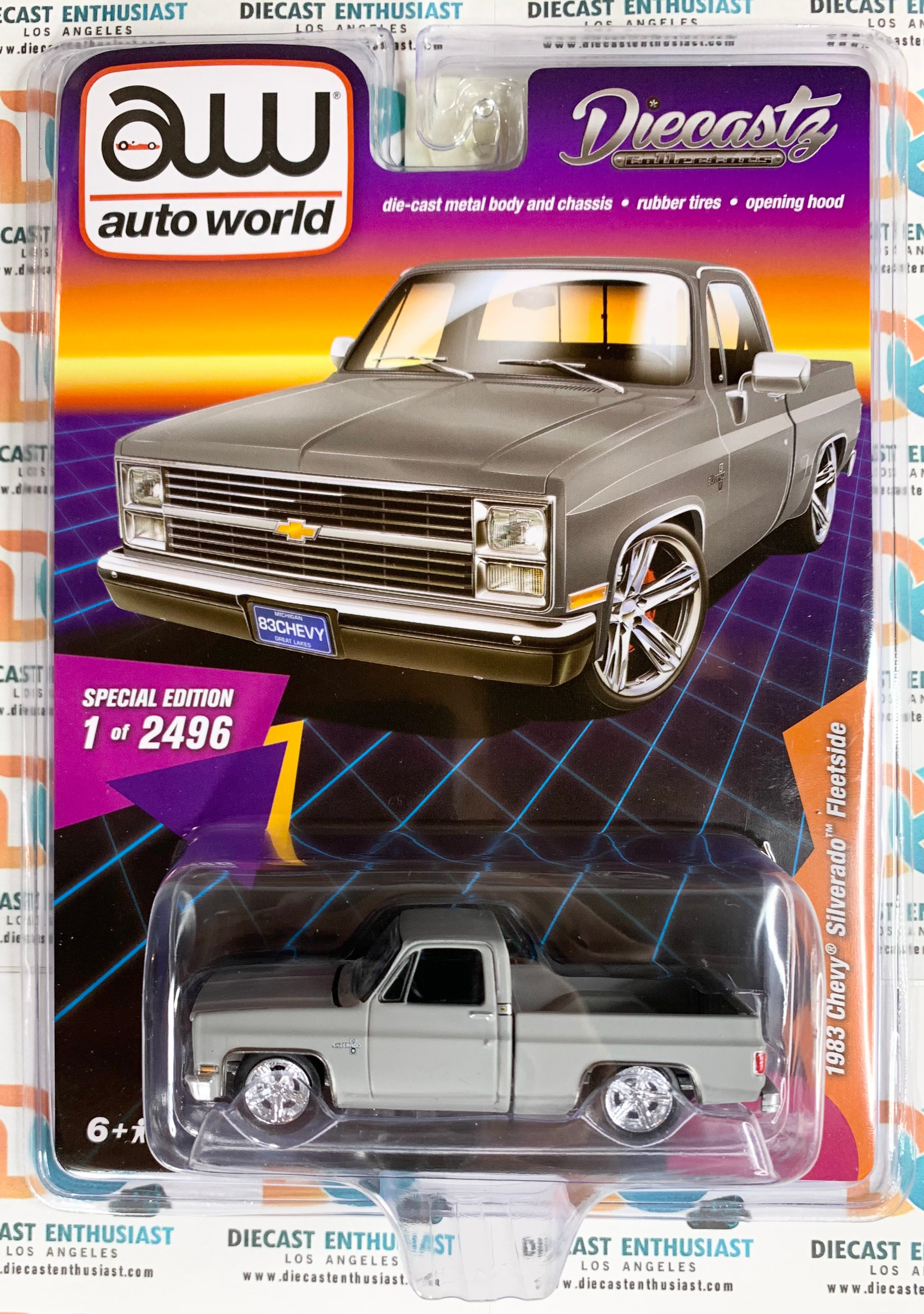 Autoworld 64322-AWSP074B 3 In. 1-64 Scale 1983 Chevrolet Silverado 10 Fleetside Pickup Truck Autoworld 64322-AWSP074B 3 In. 1-64 Scale 1983 Chevrolet Silverado 10 Fleetside Pickup Truck