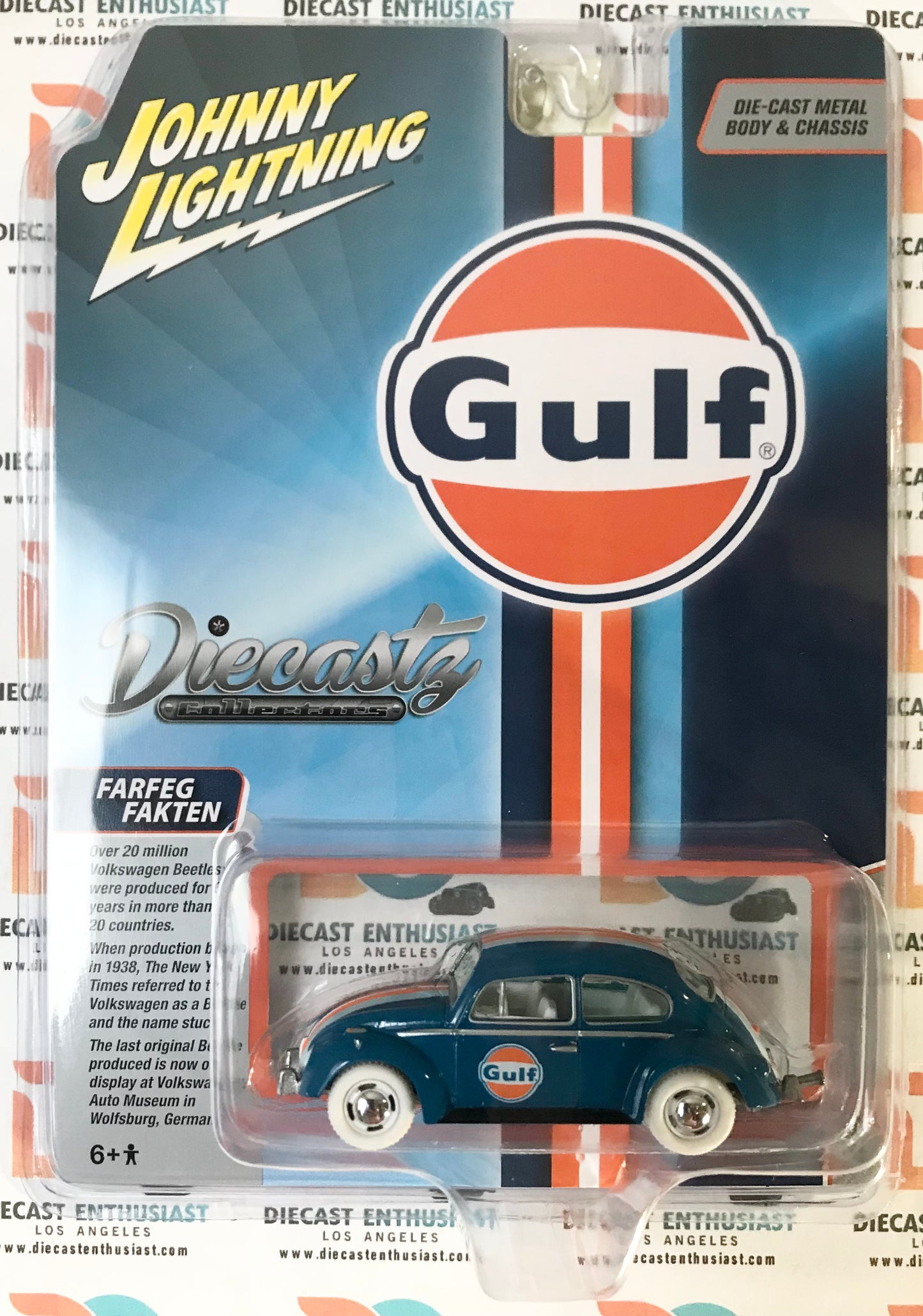 CHASE WHITE LIGHTNING Johnny Lightning Diecastz Exclusives 1986 Volkswagen Beetle Gulf 1:64