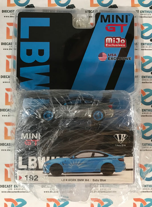 CHASE RAW Mini GT Mijo Exclusive 192 LBWK BMW M4 Baby Blue 1:64