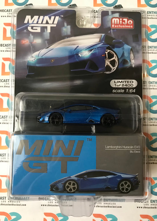 CHASE Mini GT 229 Mijo Exclusive USA Lamborghini Huracan EVO Blue Eleos 1:64