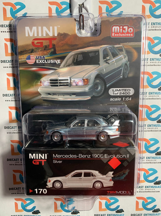 CHASE Mini GT Mijo Exclusive 170 Mercedes Benz 190E Evolution II Silver 1:64