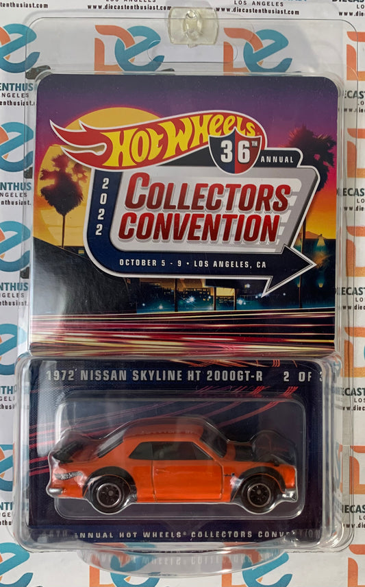 Hot Wheels 36th Annual 2022 Collectors Convention Los Angeles 1972 Nissan Skyline HT 2000GTR Orange 1:64