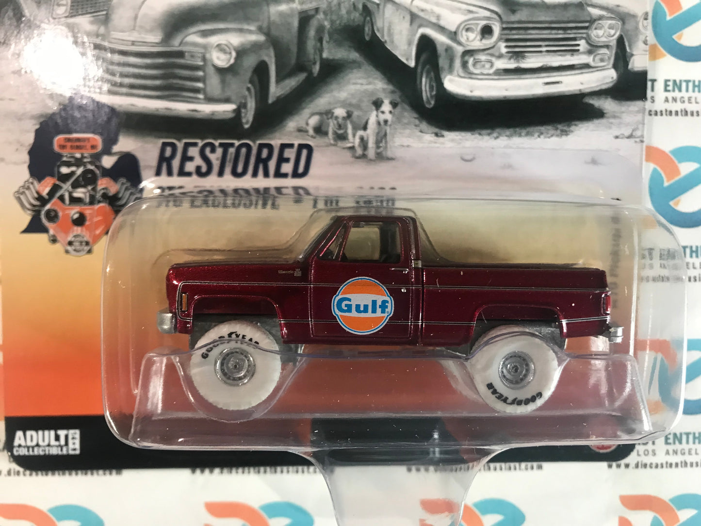 CHASE ULTRA RED Auto World CTC Exclusives 1978 Chevy K10 Pickup 4x4 Gulf Restored Navy Blue 1:64