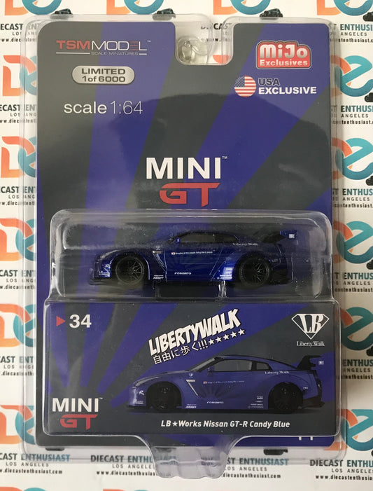 Mini GT Mijo Exclusives 34 Libertywalk Nissan GTR Candy Blue 1:64