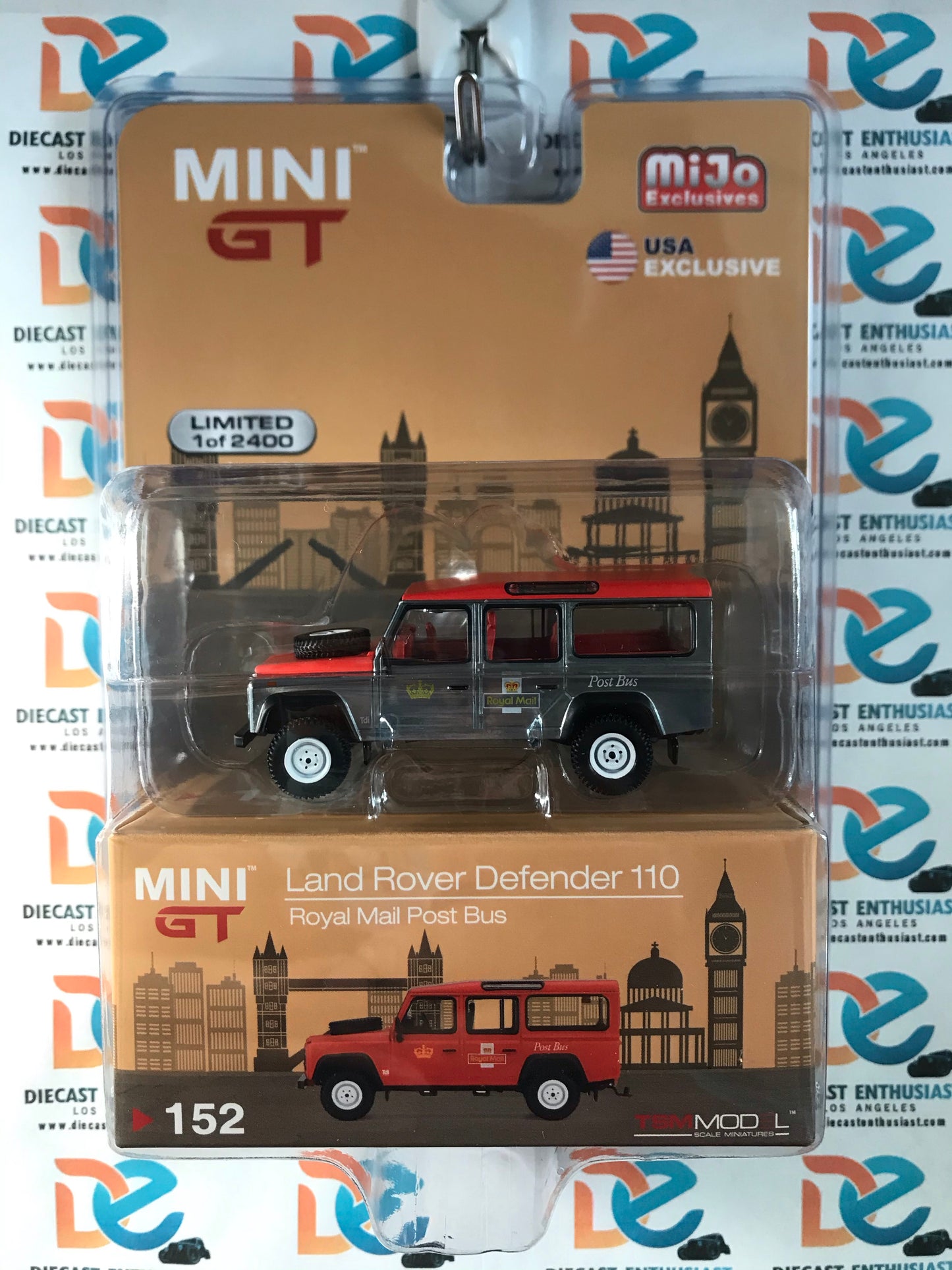 CHASE RAW Mini GT Mijo Exclusives 152 Land Rover Defender 110 Royal Mail Post Bus 1:64