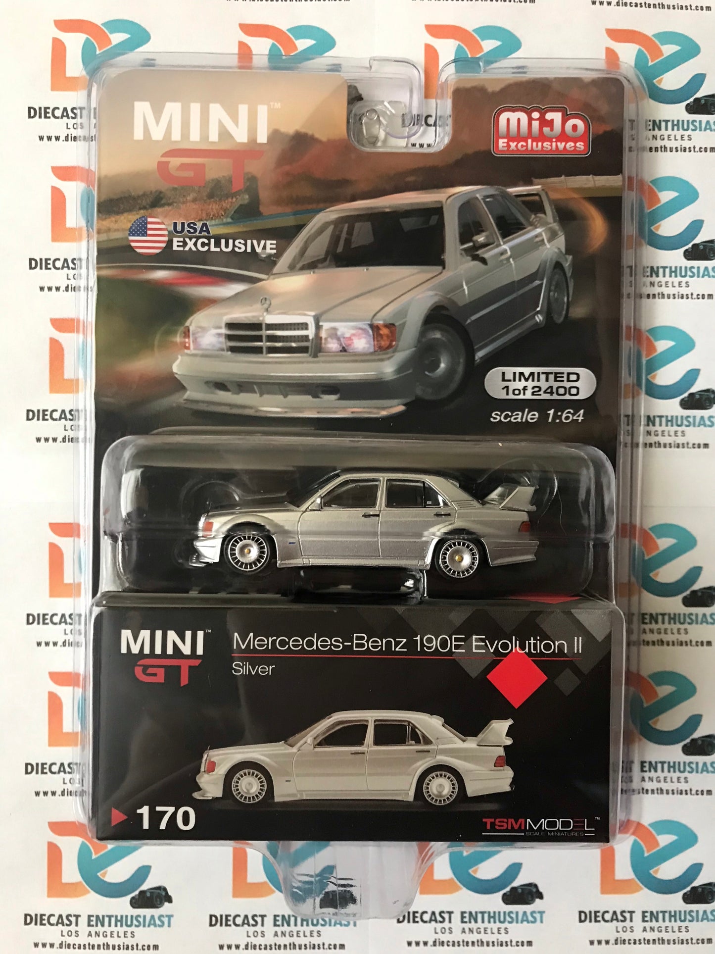 Mini GT Mijo Exclusive 170 Mercedes Benz 190E Evolution II Silver 1:64