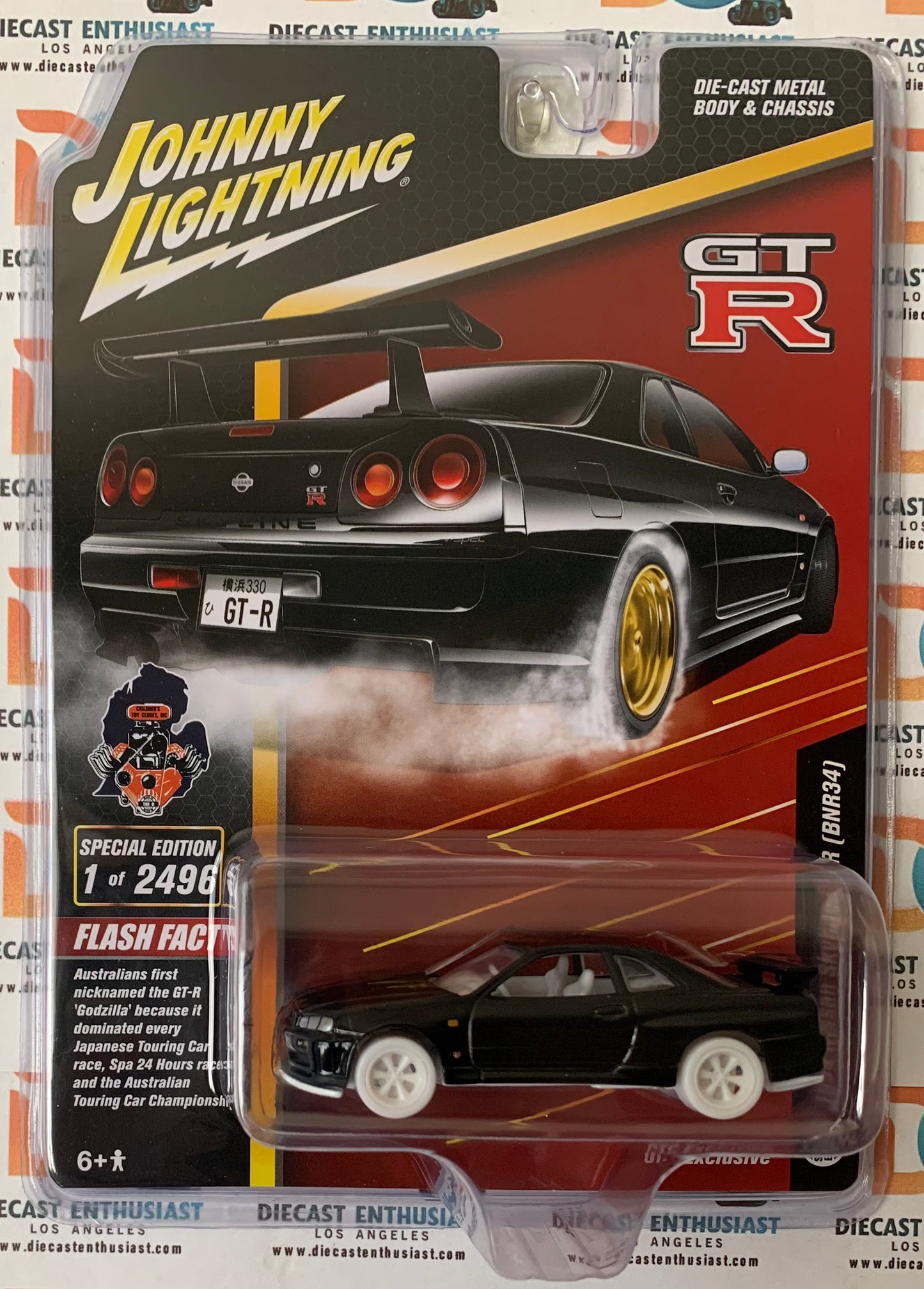 CHASE WHITE LIGHTNING Johnny Lightning Exclusives 1999 Nissan Skyline GT-R (BNR34) Black 1:64