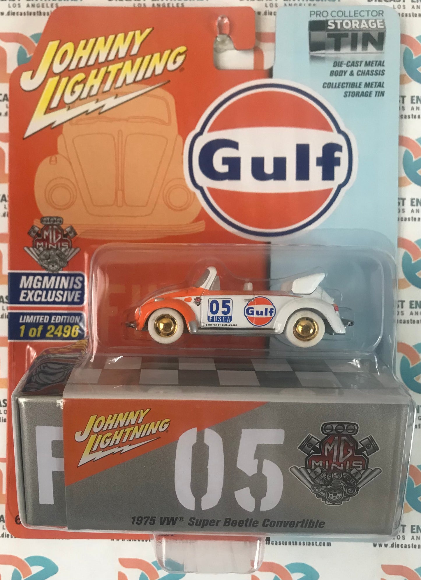 CHASE Johnny Lightning Exclusives Storage Tin Gulf 1975 VW Super Beetle Convertible 1:64