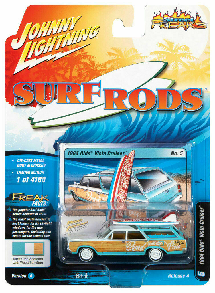 Johnny Lightning Street Freaks Surf Rods 1964 Olds Vista Cruiser Wagon Blue 1:64
