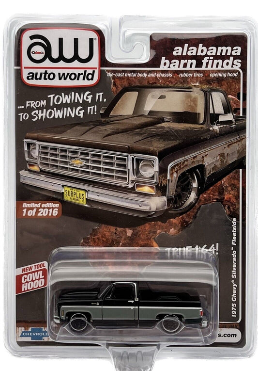 Auto World Alabama Barn Finds Exclusives 1975 Chevy Silverado Fleetside Clean Version 1:64