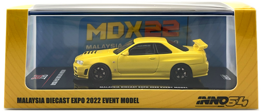 Inno64 Malaysia Diecast Expo 2022 Event Model Nissan Skyline GTR R34 Yellow 1:64