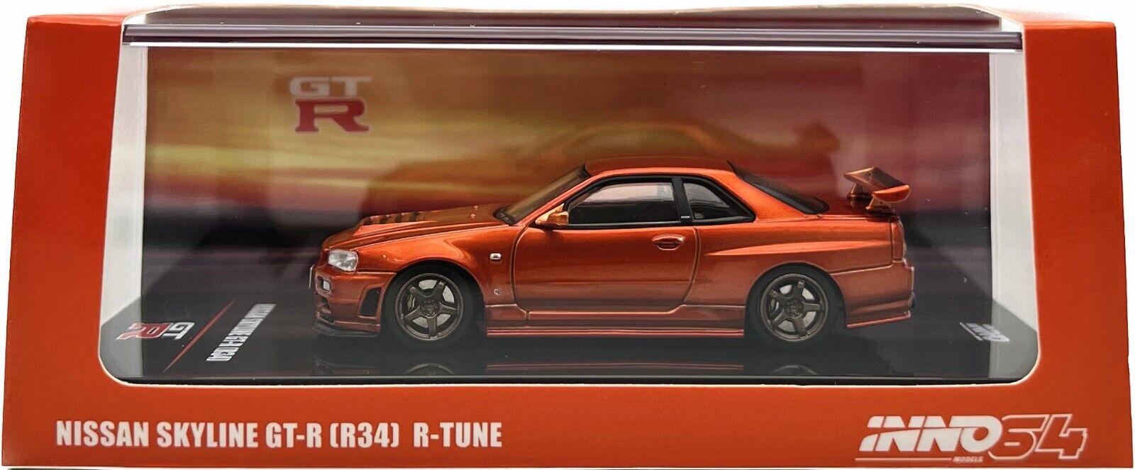 Inno64 Nissan Skyline GTR R34 R Tune Orange Metallic 1:64