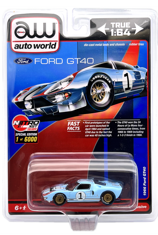 Auto World Nitro XGT Exclusives 1966 Ford GT40 Gulf Oil Racing Color #1 1:64