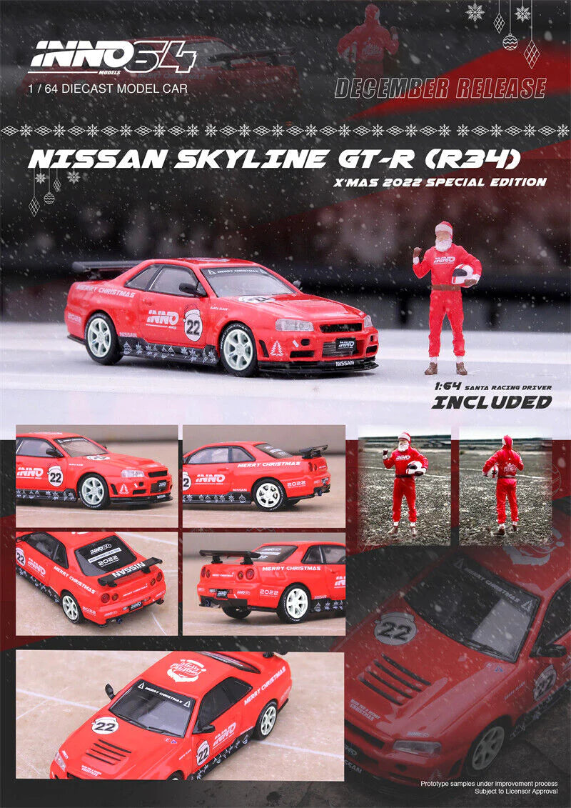 Inno64 Nissan Skyline R34 Xmas 22 Edition 1:64