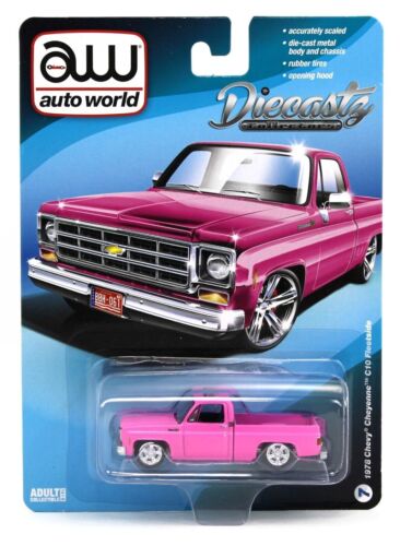 Auto World Diecastz Exclusives 1978 Chevy Cheyenne C10 Fleetside Pink 1:64